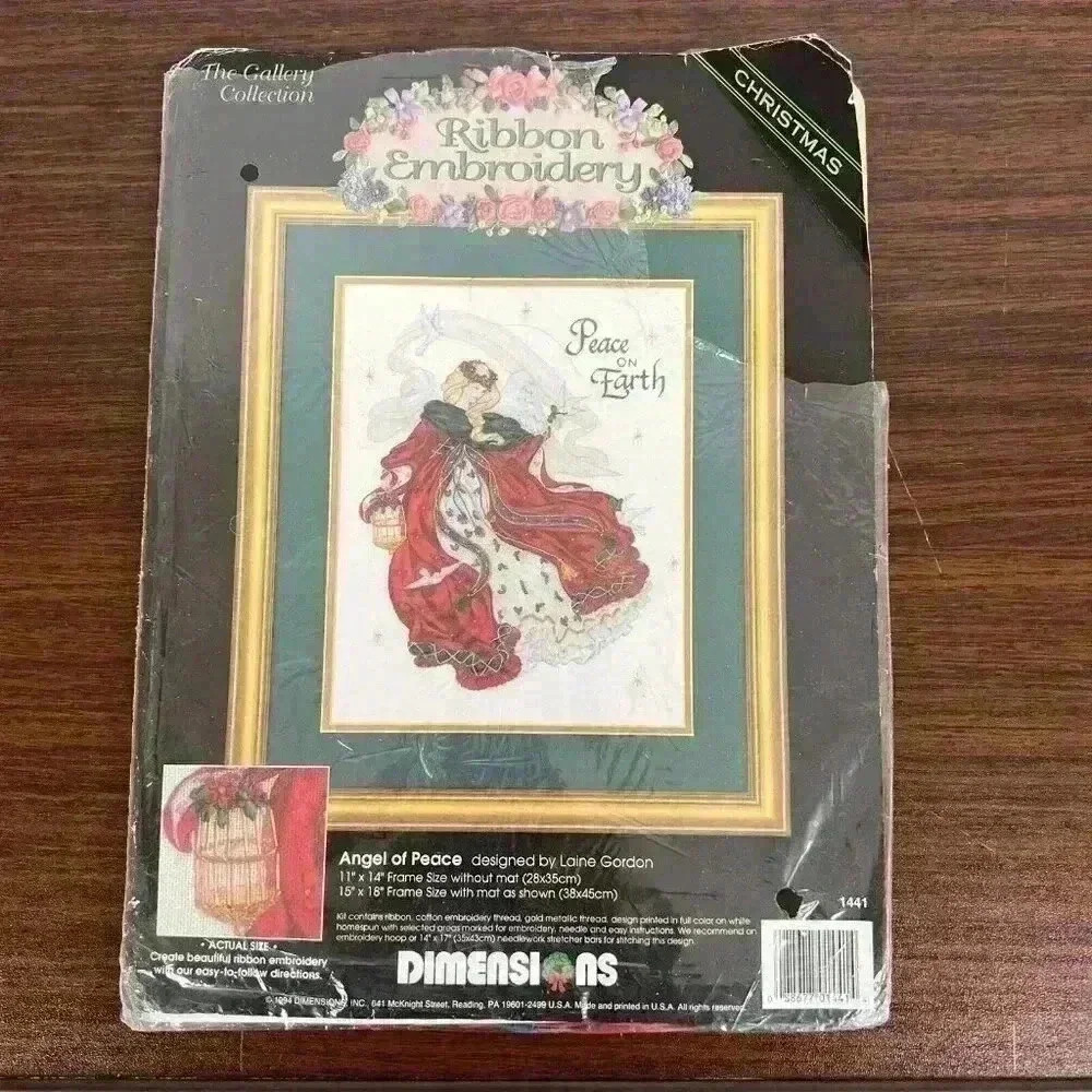 1994‎ Dimensions Needlepoint Ribbon Embroidery Angel Of Peace #1441 Christmas